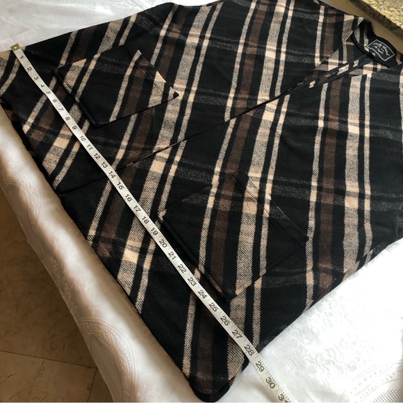 Lucky Brand Caftan Open Cardigan Brown/Black Plaid Women’s Size M Poncho Shawl - Picture 11 of 16